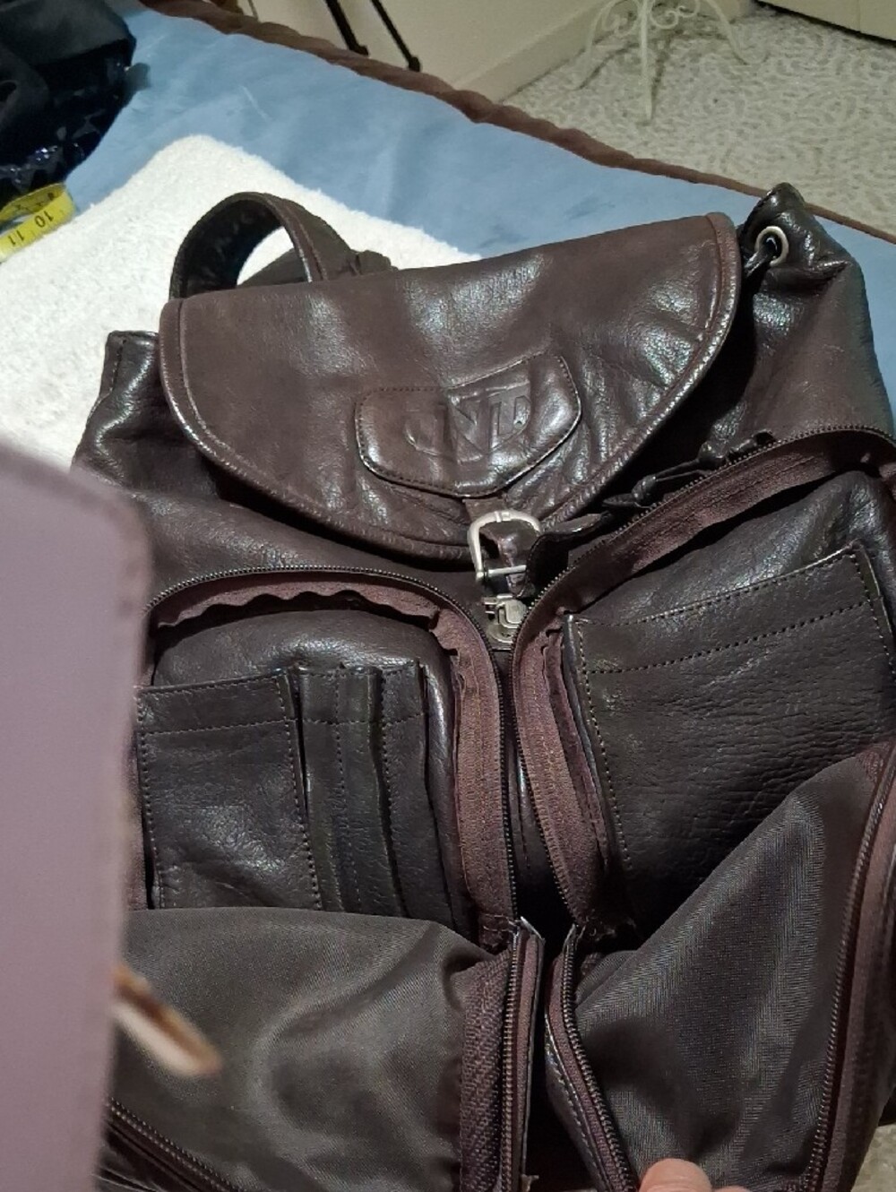 Canyon Outback Dark Brown Leather Backpack with Front Pockets - Picture 3 of 9